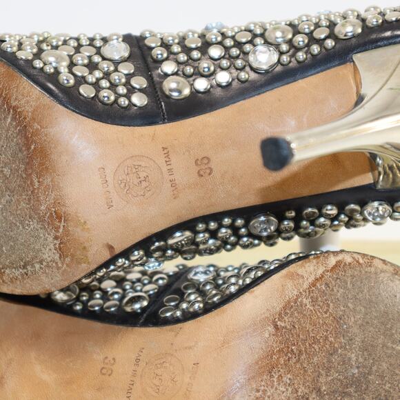 Versace Couture Studded Leather Heels Black EU36 / US 6 - Picture 6 of 7